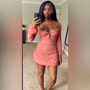 House of CB Pink Ruched Cut-Out Mini Dress | Size M | Worn Once |